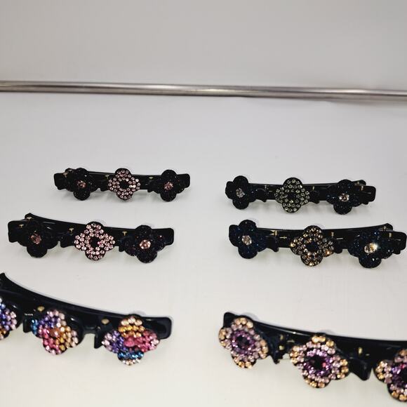 11 Mixed Hair Clips and hair separators Multicolored stones - Picture 14 of 16